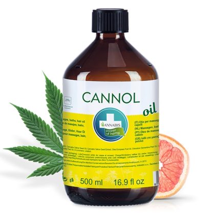 Une huile de massage naturelle à base d'huile de graines de chanvre, Cannol existe aussi au format professionnels, idéale pour les kinésithérapeutes !